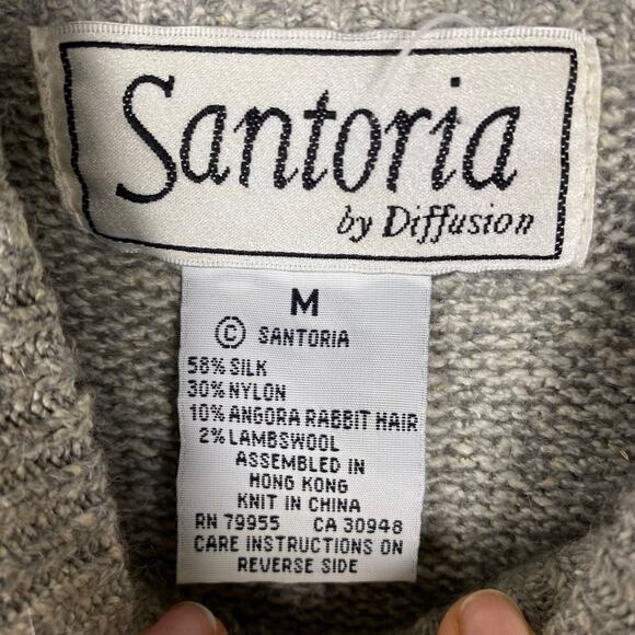 VTG Santoria Womens Beaded Sweater Size M Silk Blend Gray Ugly Christmas Glam - Picture 7 of 12